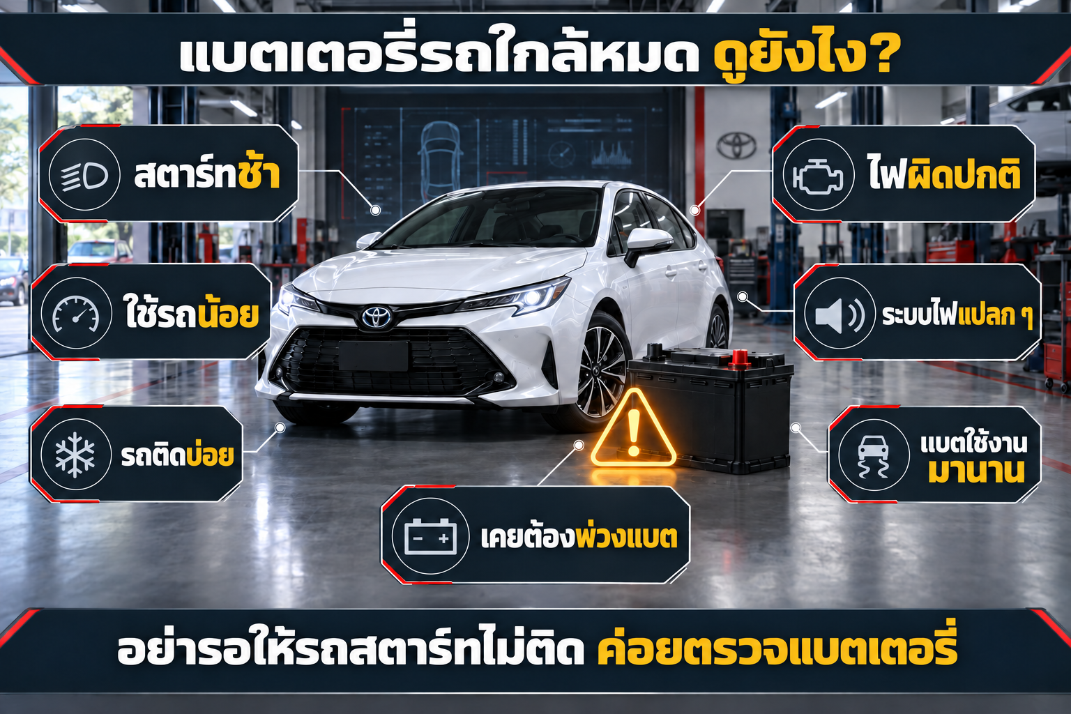 แบตเตอรี่รถยนต์ใกล้หมด ดูยังไง? 